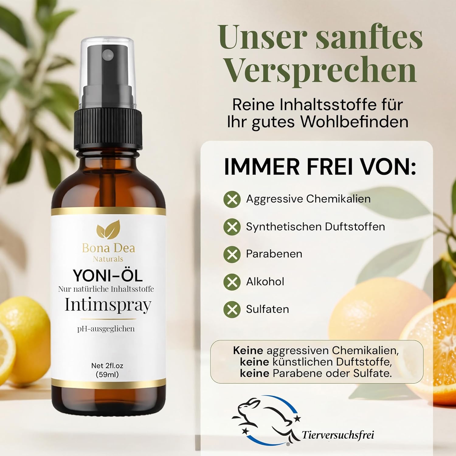 Detalle de Bona Dea Naturals Intimspray für Frauen (59 ml) – milde Pflege bei Scheidentrockenheit