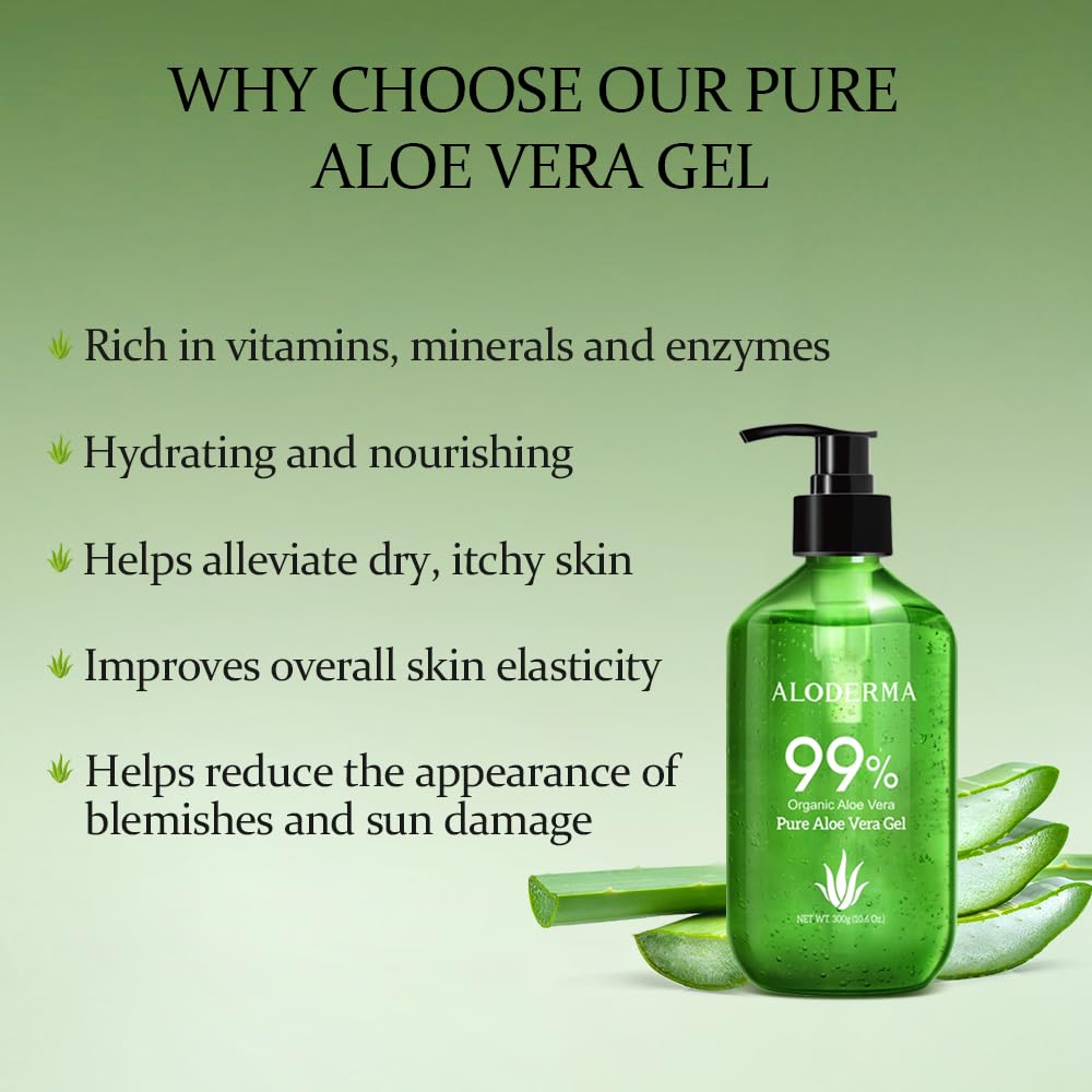 Thumbnail 1 de Aloderma Aloe Vera Gel — 99% Organic, Made Within 12 Hours of Harvest, 10.6oz Pump Bottle