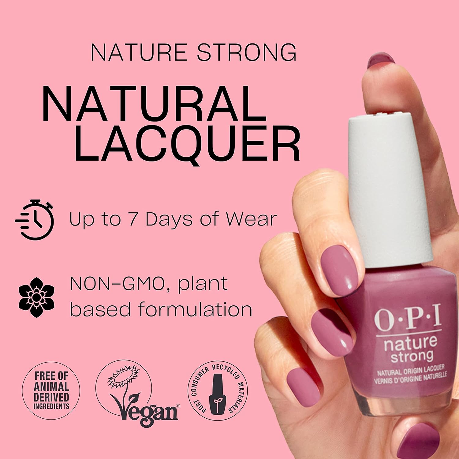 Thumbnail 6 de OPI Nature Strong Nail Polish (Vegan) – Quick Dry, Long-Lasting Pink & Red Colour – 15ml