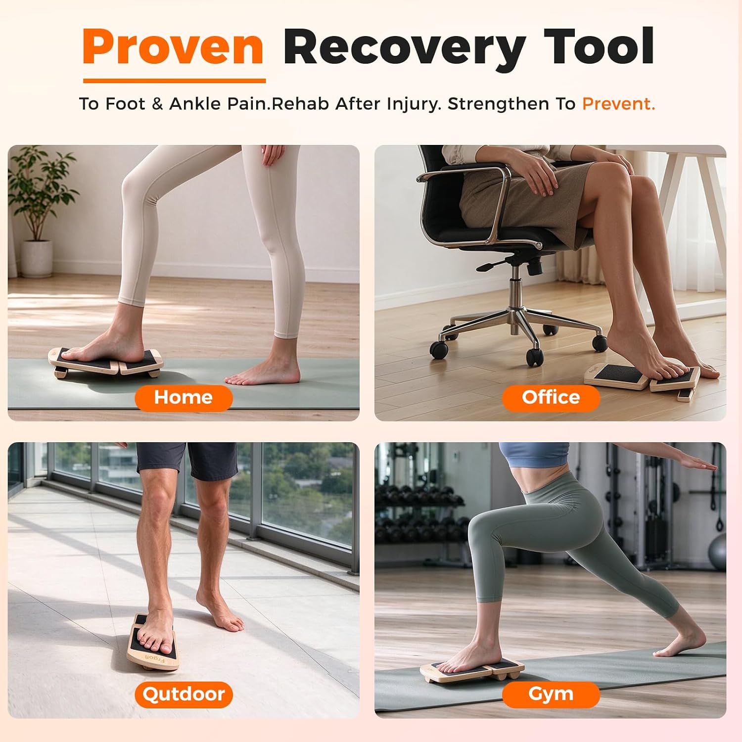 Thumbnail 5 de Frgofl Balance Board, Adjustable Birch Wood Ankle Stability Trainer