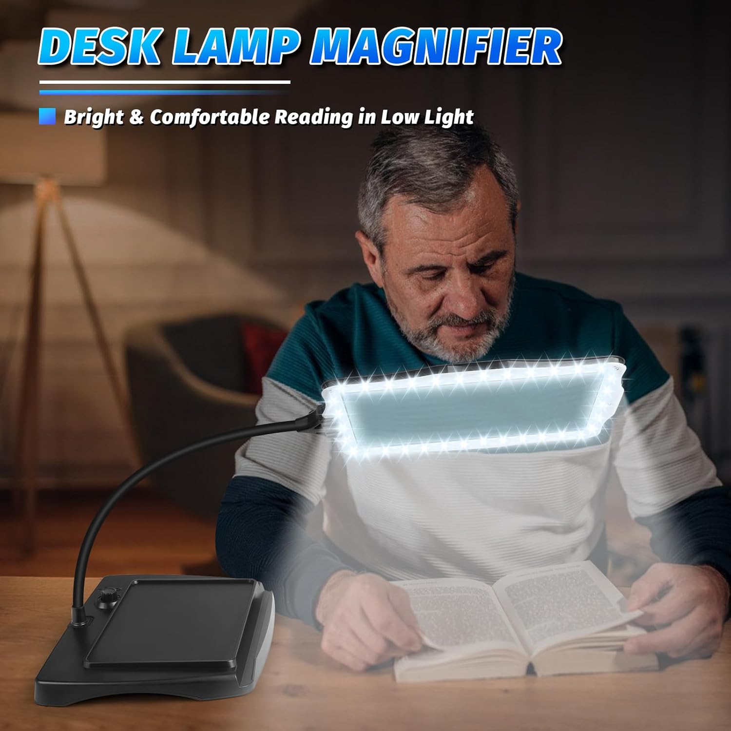 Thumbnail 6 de NZQXJXZ 10X Wiederaufladbare Lupenlampe mit 50 LED – verstellbarer Schwanenhals, Leselupe für Senioren