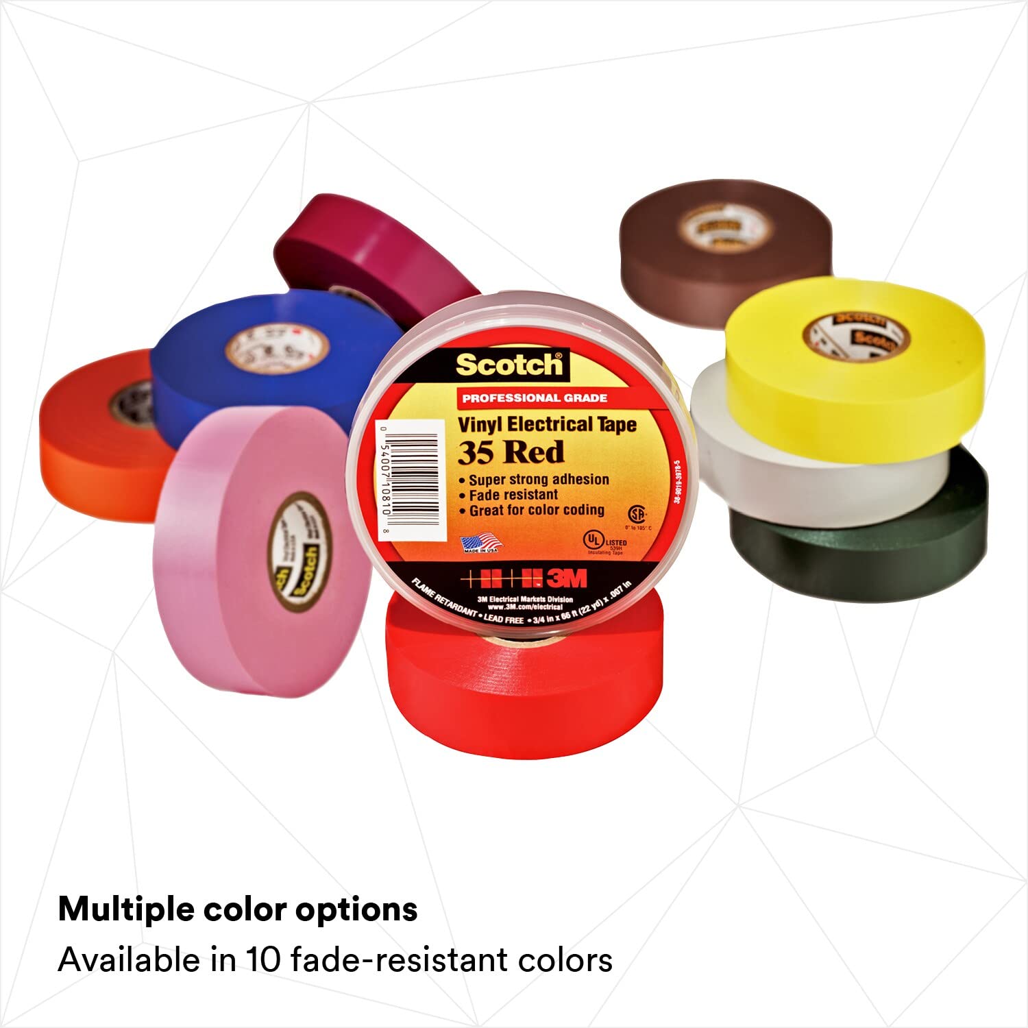Detalle 2 de Scotch 35-3/4X66FT-YL Vinyl Electrical Tape, Yellow, 19 mm x 20 m