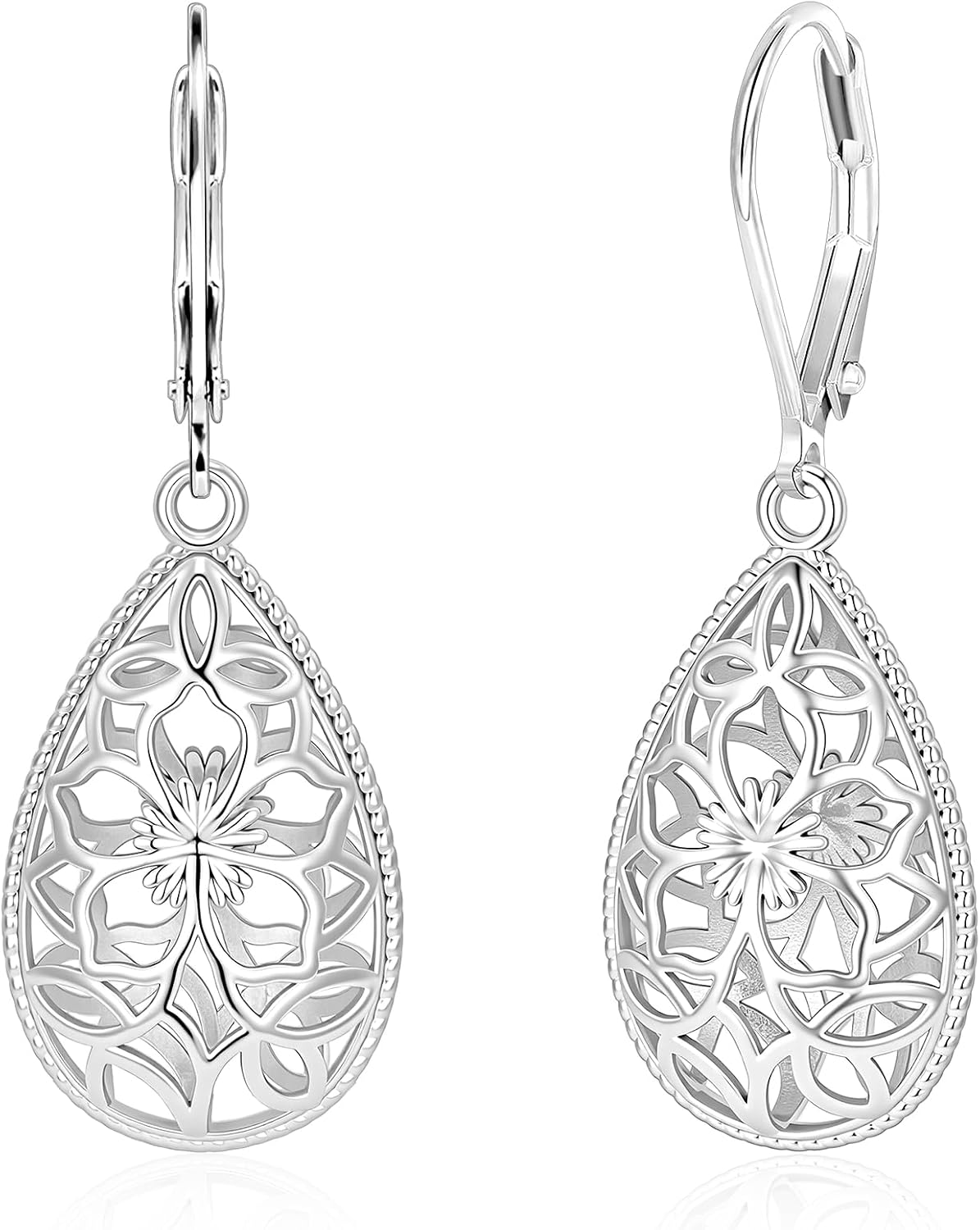 Detalle de Teardrop Earrings, Silver-Plated Brass