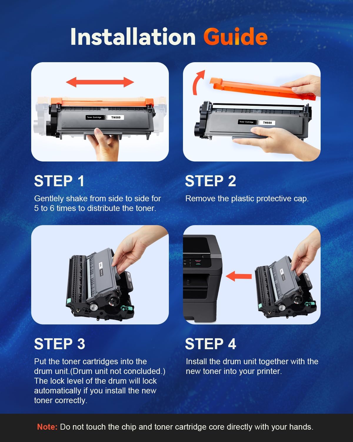 Detalle de Skydo TN660 Black Toner Cartridges, 2-Pack with Smart Chip Technology