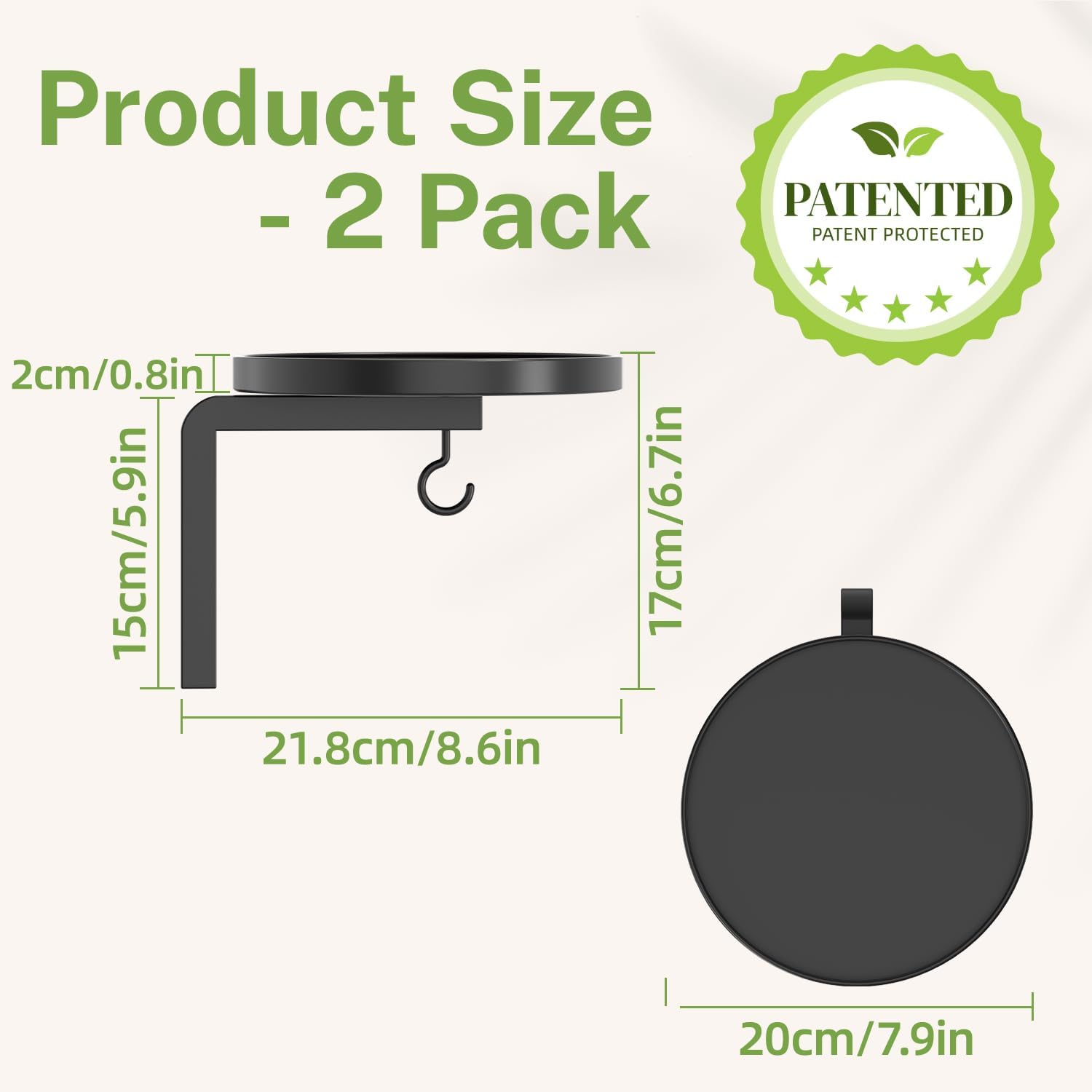 Detalle de iDavosic.ly Plant Wall Hanger Set of 2, Black Powder-Coated Metal with Hooks