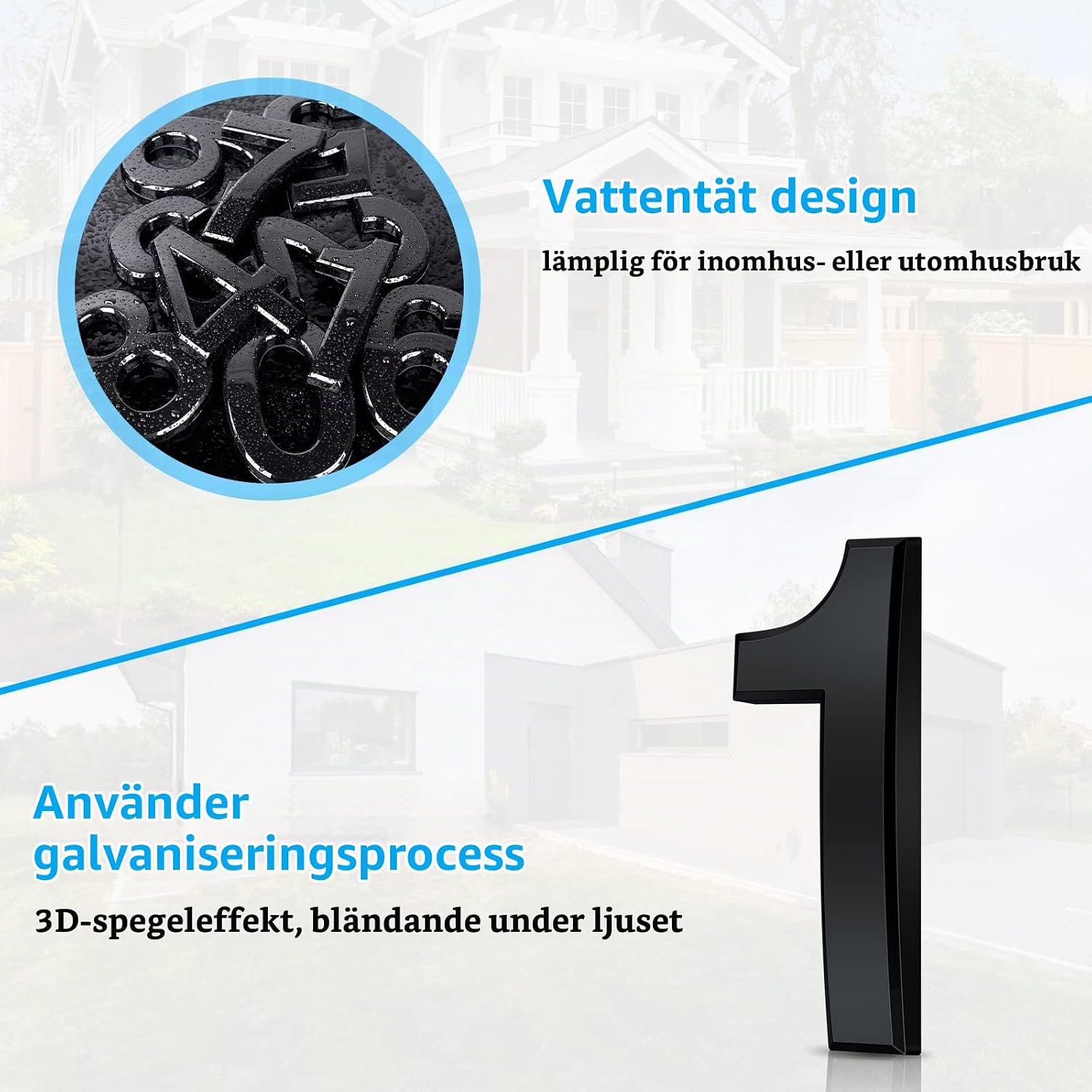 Thumbnail 3 de Vicloon husnummersiffra i akryl/ABS, självhäftande 3D-design, svart