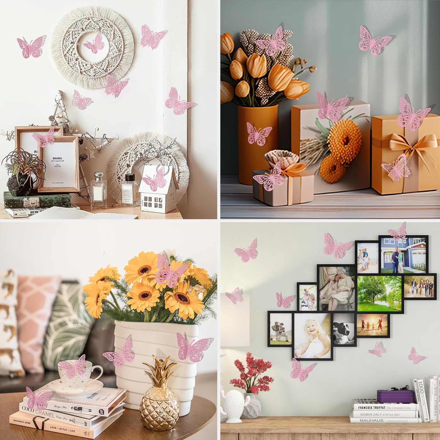Detalle 2 de Crosize YX-03-0002-14 Pink Butterfly Decorations, 3D Paper, 72-Piece Set