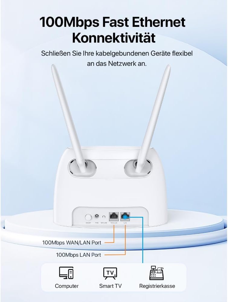 Thumbnail 1 de Tenda 4G07: 4G LTE WLAN Router für SIM-Karten – AC1200 Dualband, 2 abnehmbare Antennen, MU-MIMO