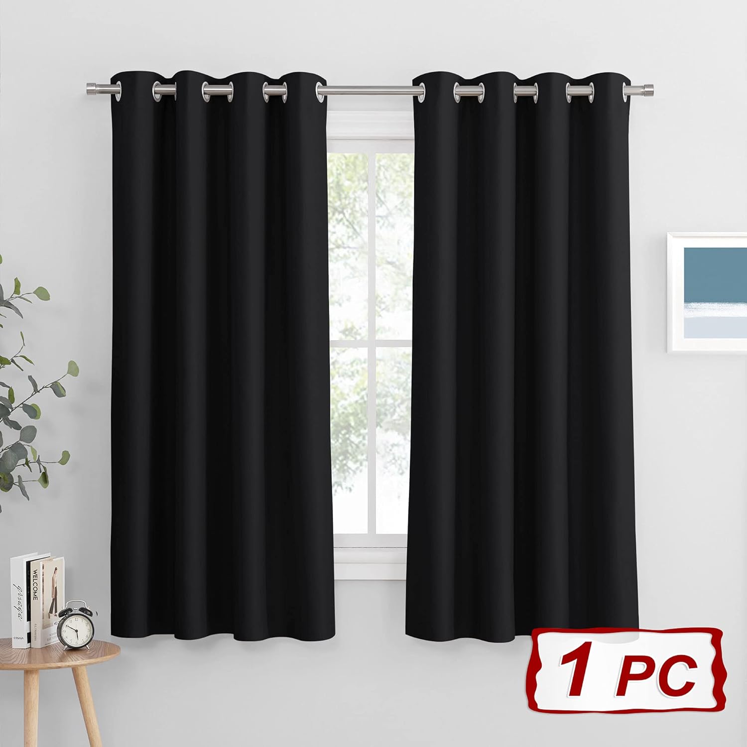 Thumbnail 1 de PONY DANCE Thermal Blackout Curtain (Single Panel) – Black door/window drape, room darkening thermal treatment