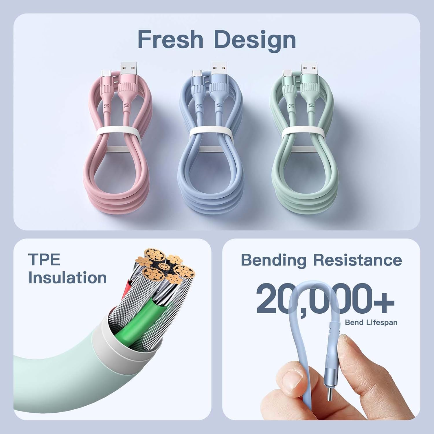 Thumbnail 1 de USB C Charger Cable 3PACK 6FT