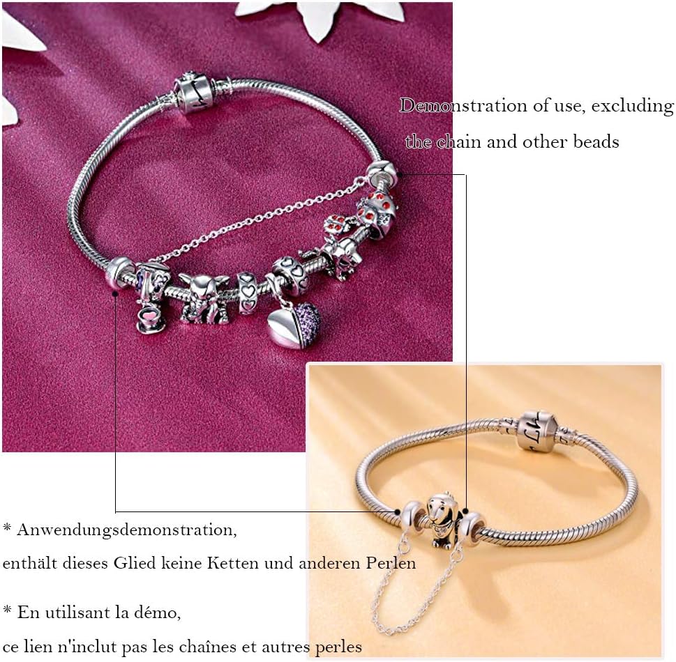 Thumbnail 6 de GW Charms Stopper 925 Sterling Silber für Armband – Gummi Clip, 2,5 mm Loch, 4,4 mm Amulett, nickel- und bleifrei