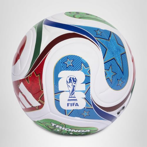 Detalle 1 de adidas Unisex FIFA World Cup 26 Trionda League Ball – Weiß/Team Royal Blue/Solar Blue/Power Red, Größe 5