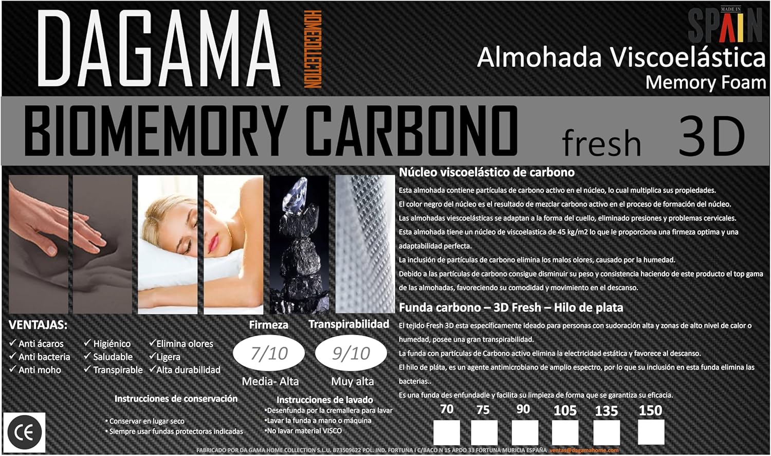 Thumbnail 1 de Almohada VISCO Élite Carbono 3D Fresh para Sueño Perfecto 💤