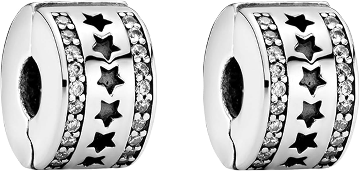 Thumbnail 6 de Amuefer Clip Spacer Charms – 2 Stück aus 925 Sterling Silber, Cubic Zirkonia, Shell Pink Pavé