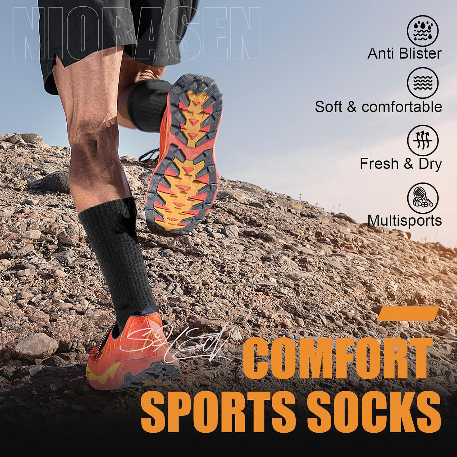 Thumbnail 2 de Niorasen Mens Sports Socks 6 Pairs