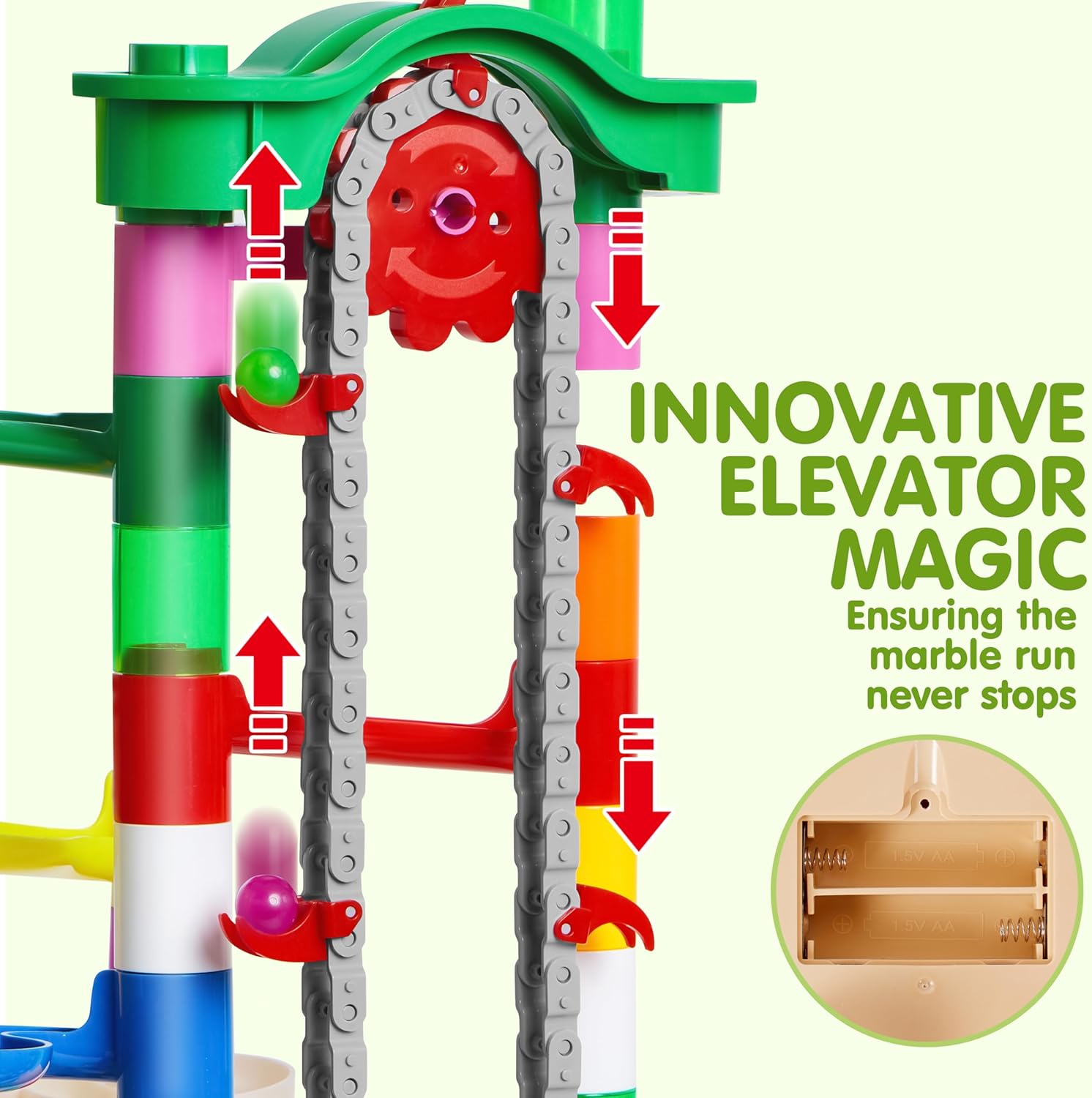 Detalle 2 de JOYIN 236Pcs Glowing Marble Run 30 marbles 🧩