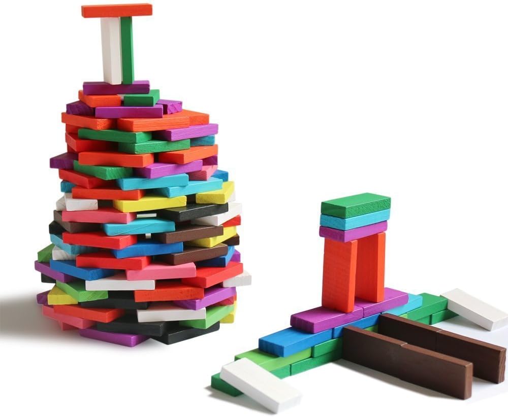 Detalle 2 de Sricam Domino 240-Piece Basswood Set – Educational Wooden Rally Building Kit for Kids
