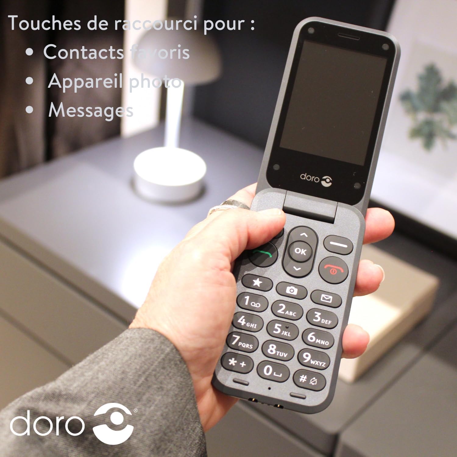 Detalle de Doro Leva E20 4G – Téléphone à clapet pour seniors, grand écran 2,8'' et sécurité Doro Secure