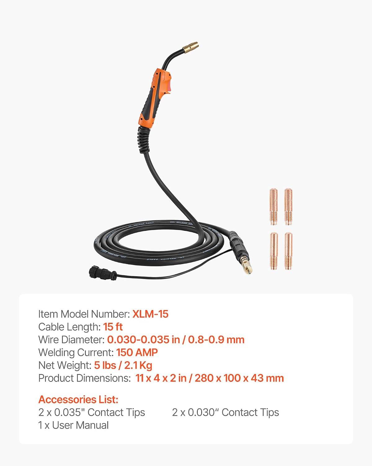 Thumbnail 6 de VEVOR MIG Welding Gun, 15-ft Cable
