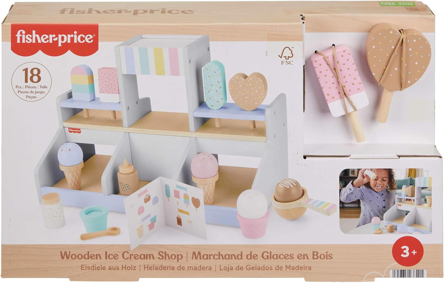 Thumbnail 6 de Fisher-Price Wood Kitchen Pretend Play Set (19-Piece) – FSC Wood, Safe Paints, for 3+