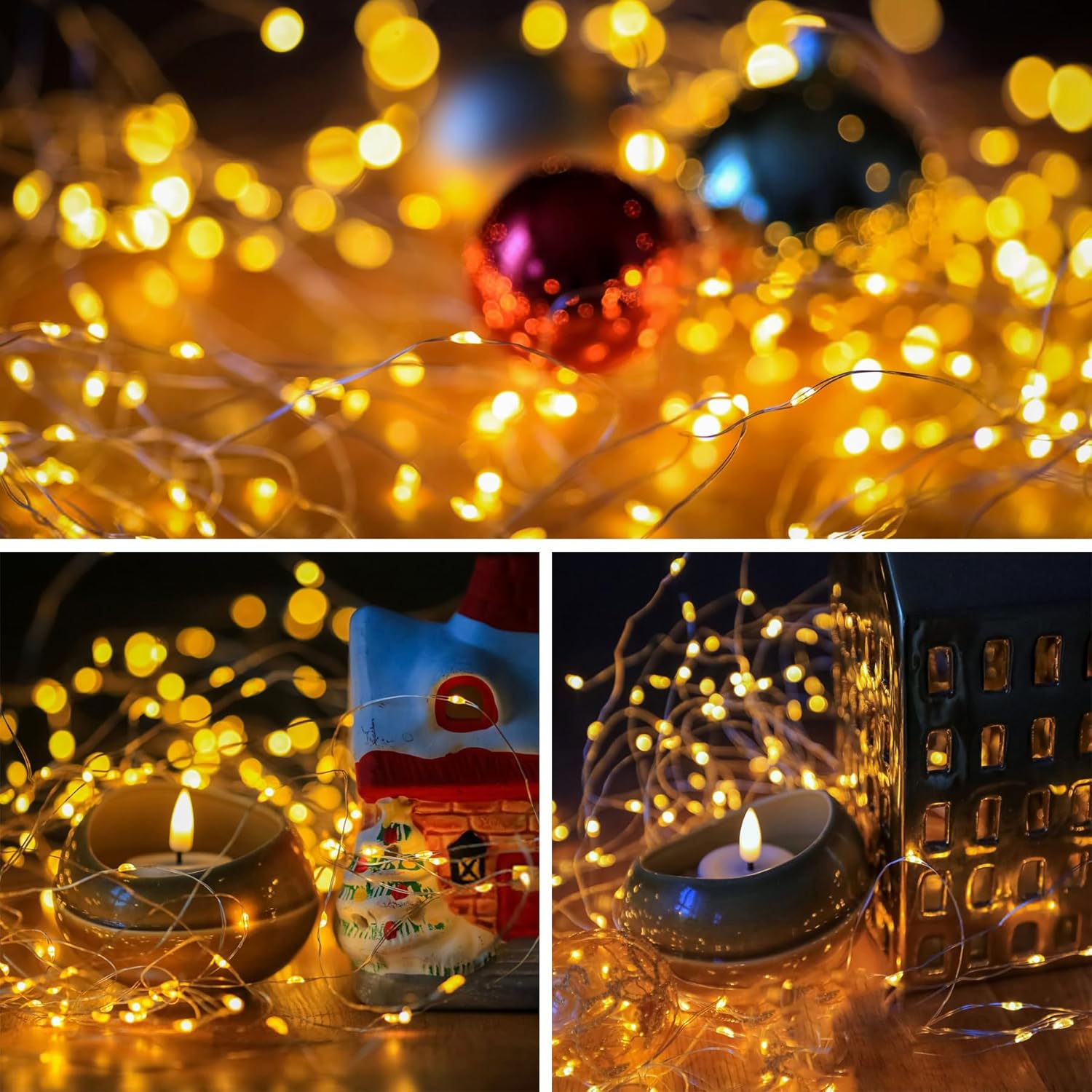 Thumbnail 5 de 120LED Solar Fairy Lights (2 Packs, 12M) with 8 Modes, IP65 Waterproof Solar Garden String Lights – Warm White