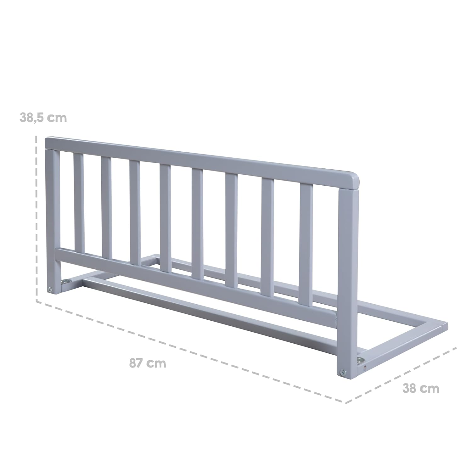 Detalle de roba Bettschutzgitter 90 cm Länge aus Massivholz – klappbar, ohne Bohren, Taupe