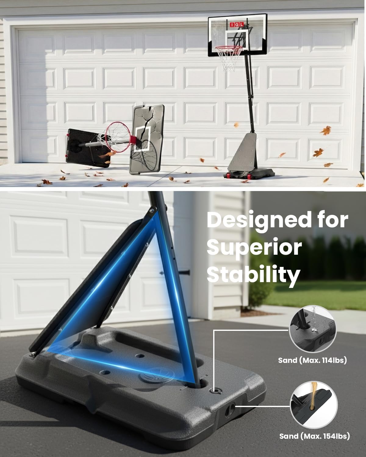 Detalle 1 de IGL Adjustable Basketball Hoop 10 ft
