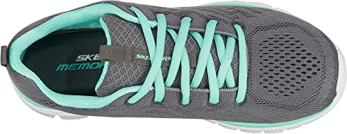 Detalle 2 de Skechers Damen Graceful Get Connected Sneakers – Charcoal Mesh, Grün akzentuierend, Größe 38.5 EU