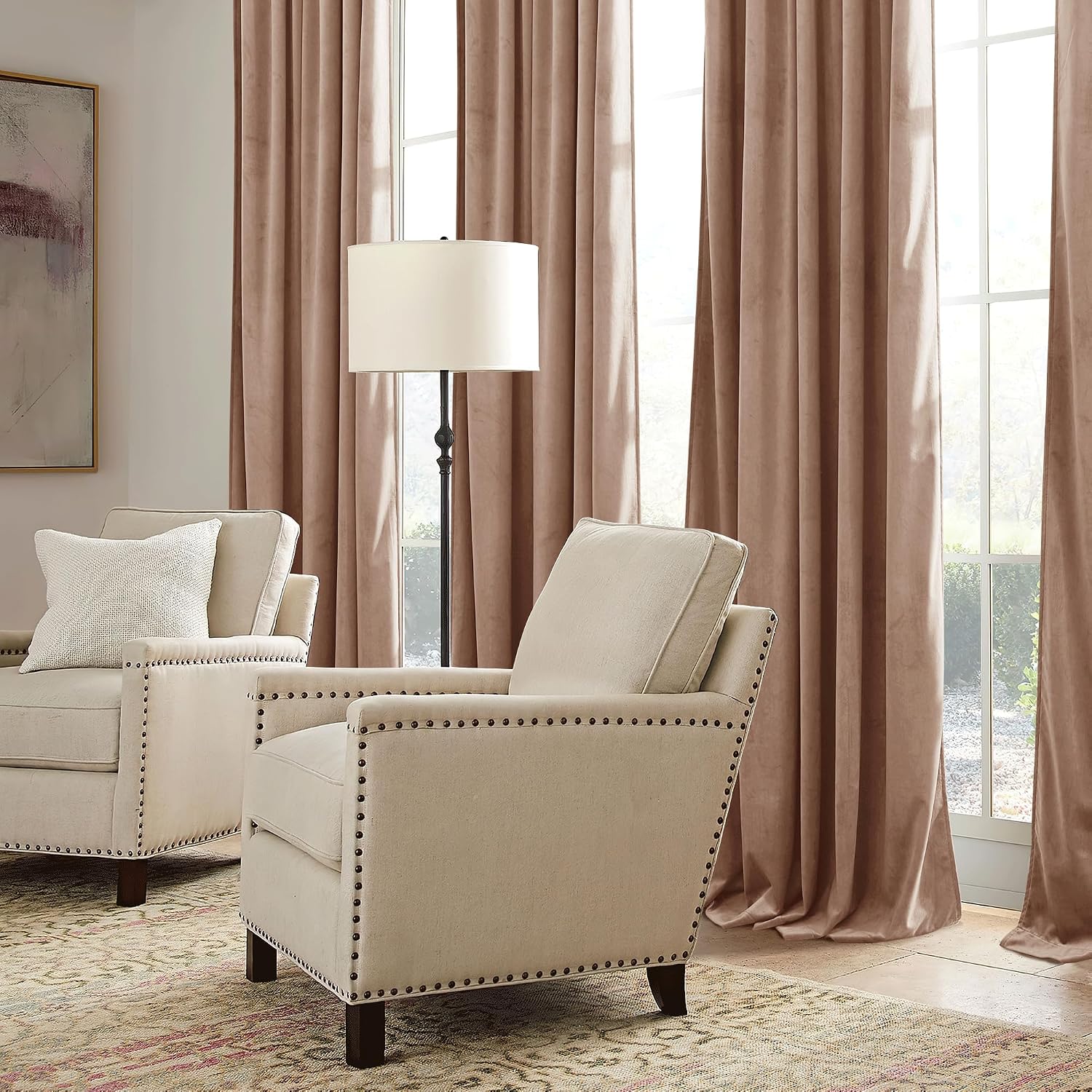 Thumbnail 6 de RYB HOME RYBUSCPP5SD2-1L-2024 Velvet Curtains, Blush, 96-Inch, Room Darkening