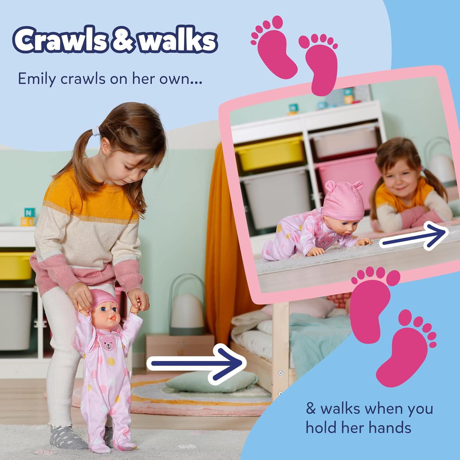 Detalle 2 de BABY born Emily Walk with Me 43cm