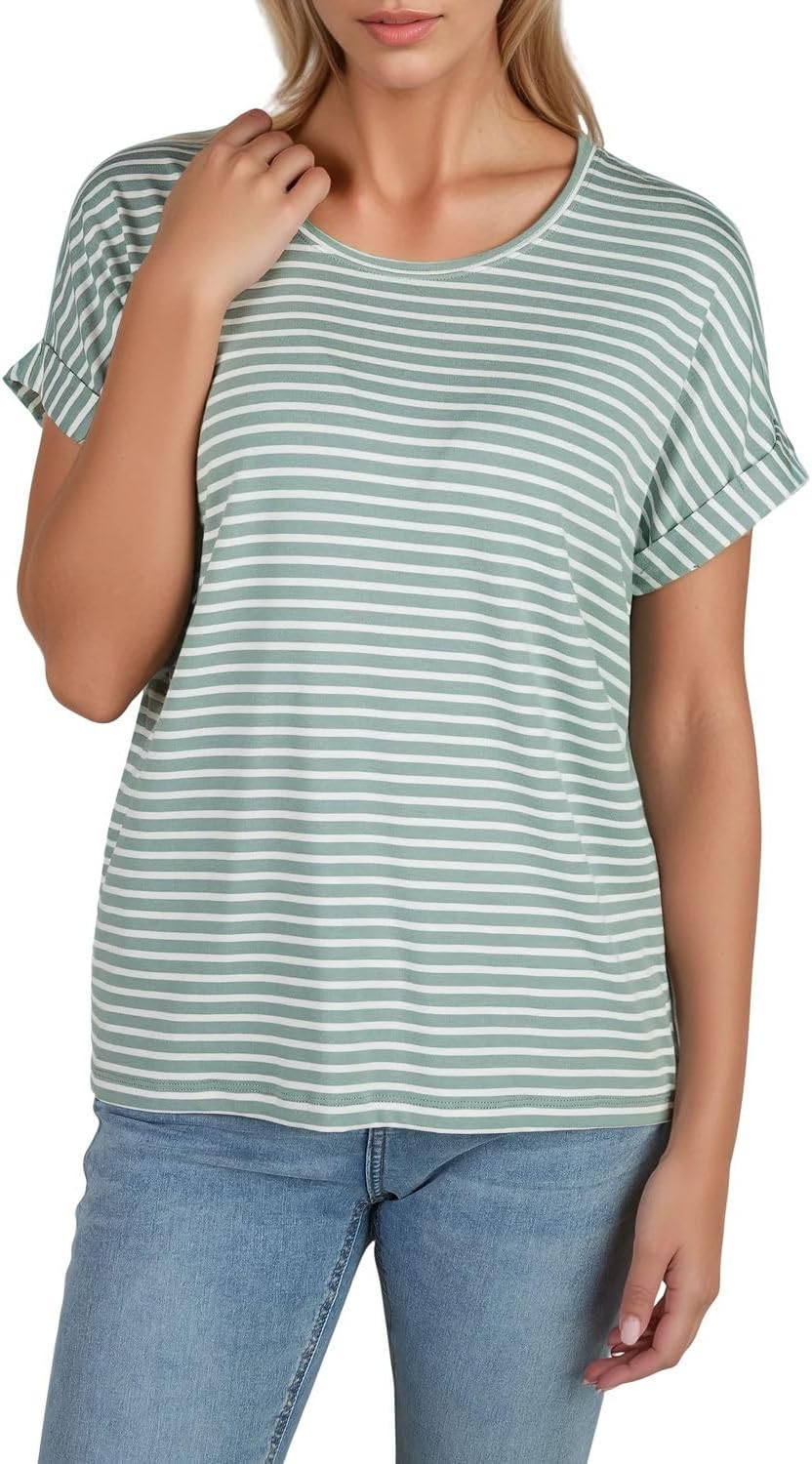 Thumbnail 1 de ONLY ONLMOSTER 2er-Pack Damen-Tops – Regular Fit, Rundhals, Kurzarm, Streifen/Unifarben