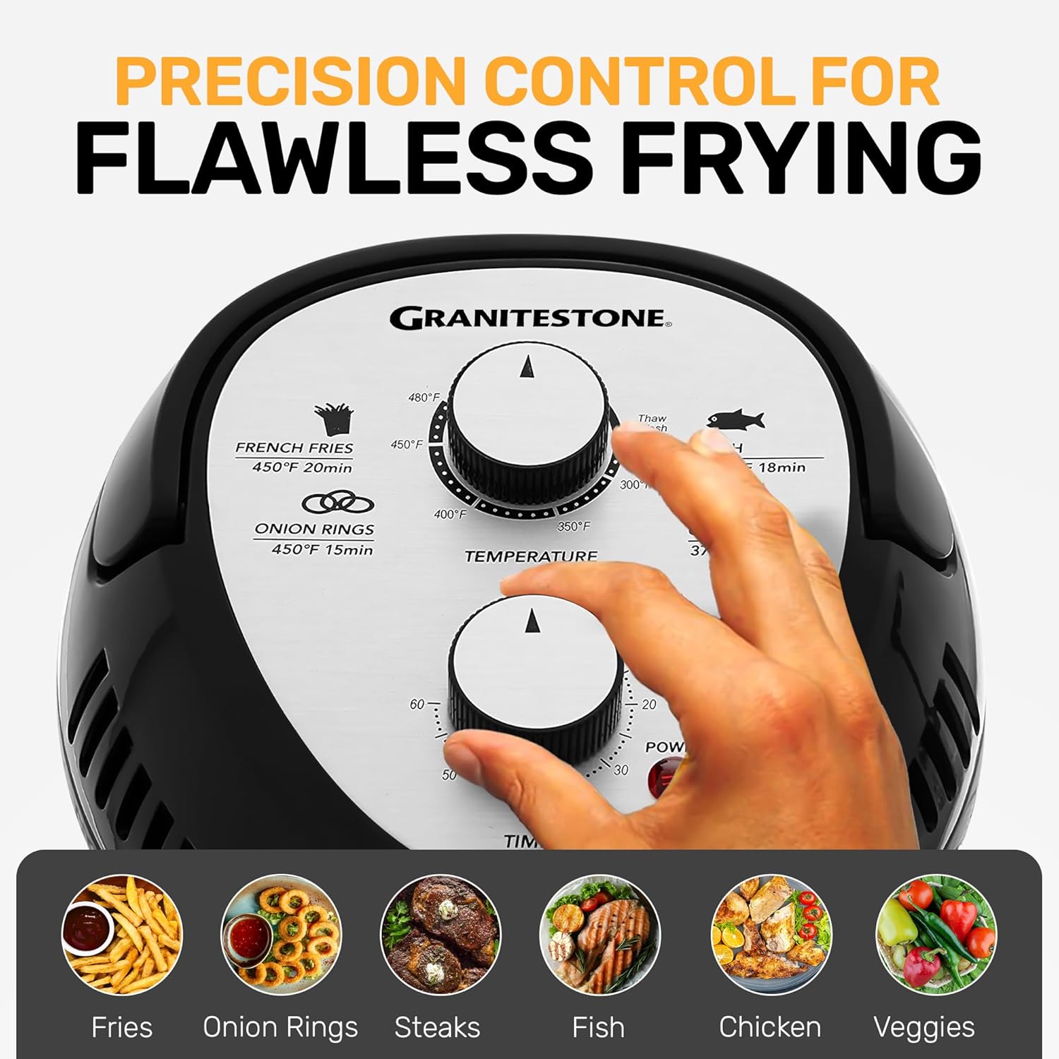 Thumbnail 6 de Granitestone 16Qt Large Glass Air Fryer: Family-Sized, Non-Toxic, 3-Section Cooker