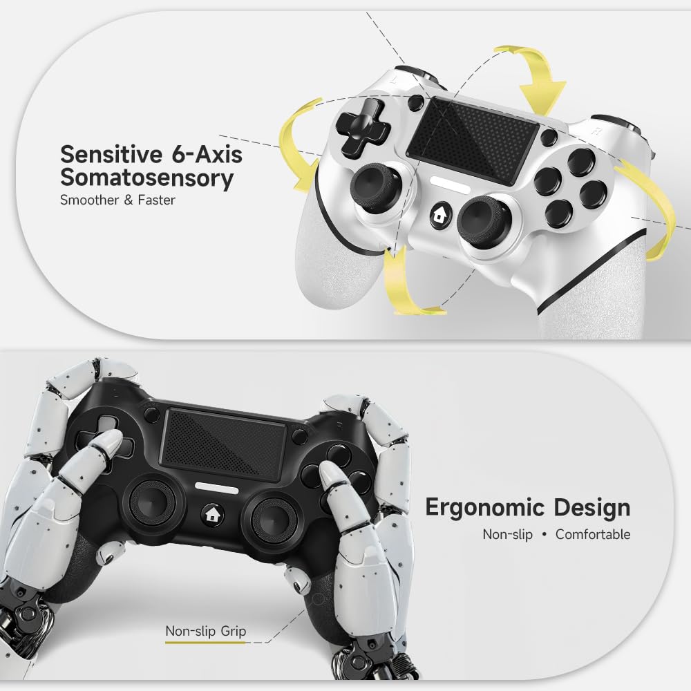 Thumbnail 5 de AceGamer 2-Pack Wireless PS4 Controller (Black & White) with Dual-Motor Vibration, Non-Slip Grip, USB-C Cable