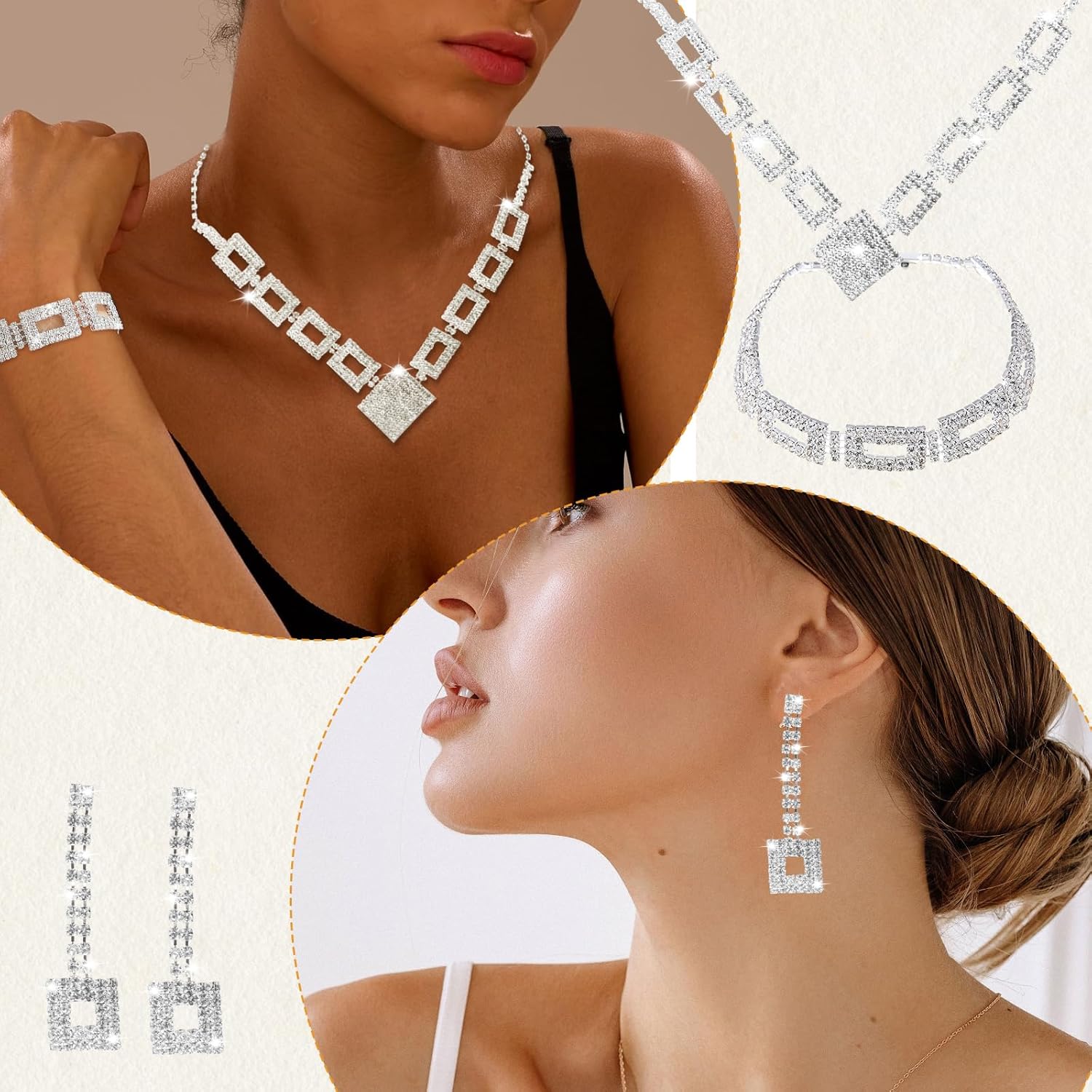 Thumbnail 5 de LjFrexia Glitter Brautschmuck Set Silber