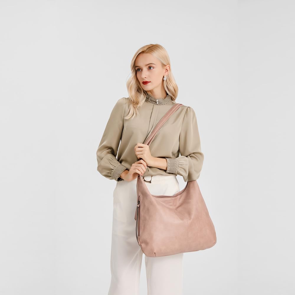 Detalle de Pahajim hobo bags for women PU soft leather handbag, shoulder bag & wallet set (Brown)