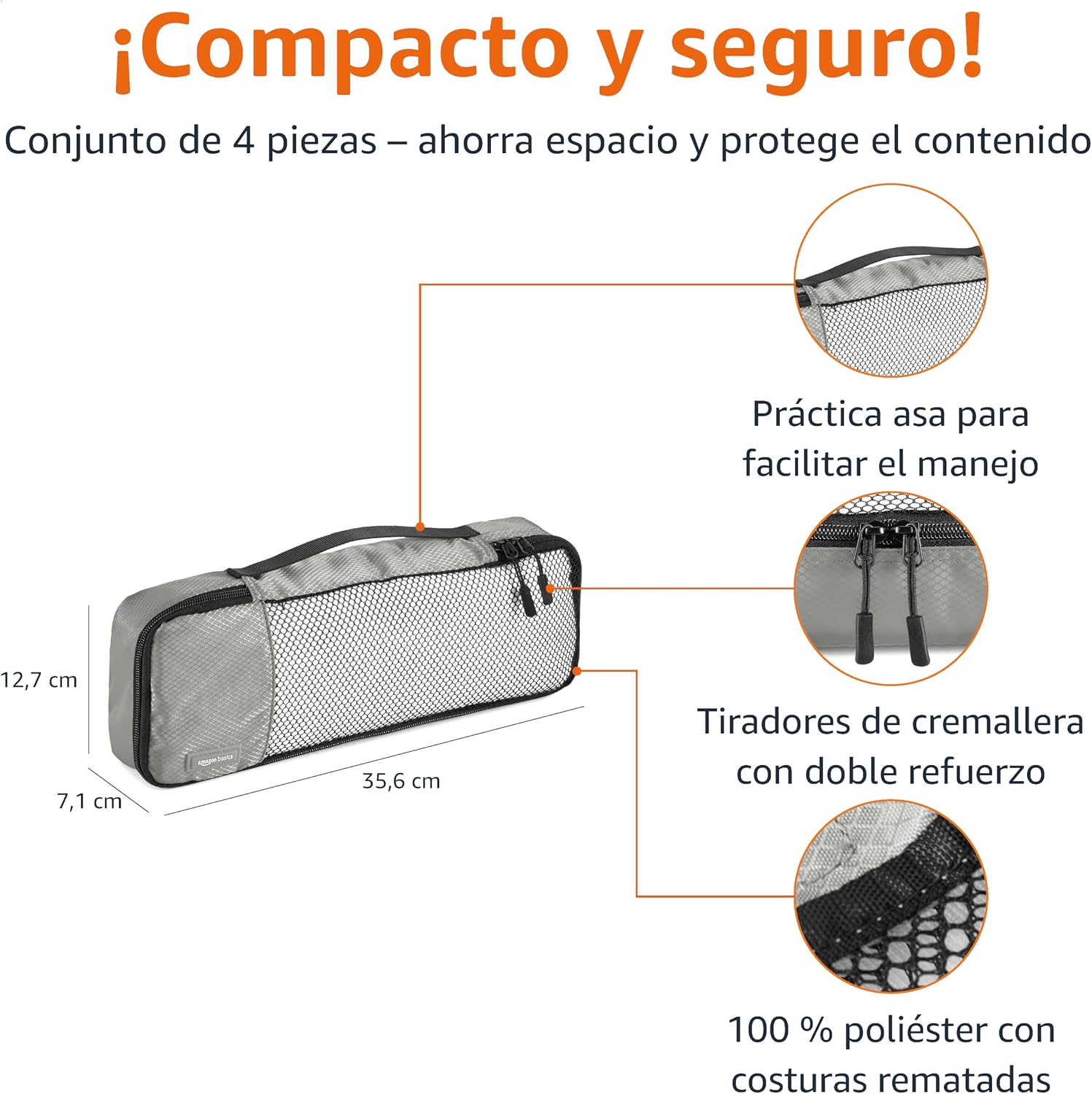 Thumbnail 2 de Amazon Basics - Organizador de Viaje con Cremallera, Set de 4 Bolsas ✈