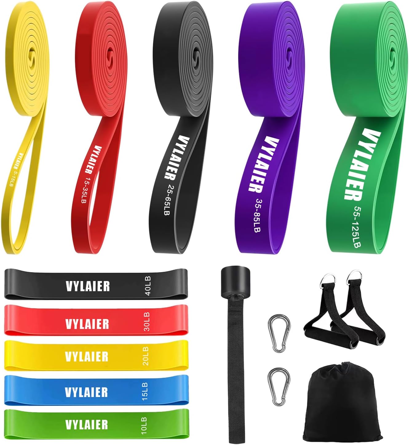 Detalle de Vylaier 16in1bands Resistance Band Set, Natural Latex, 5 Resistance Levels