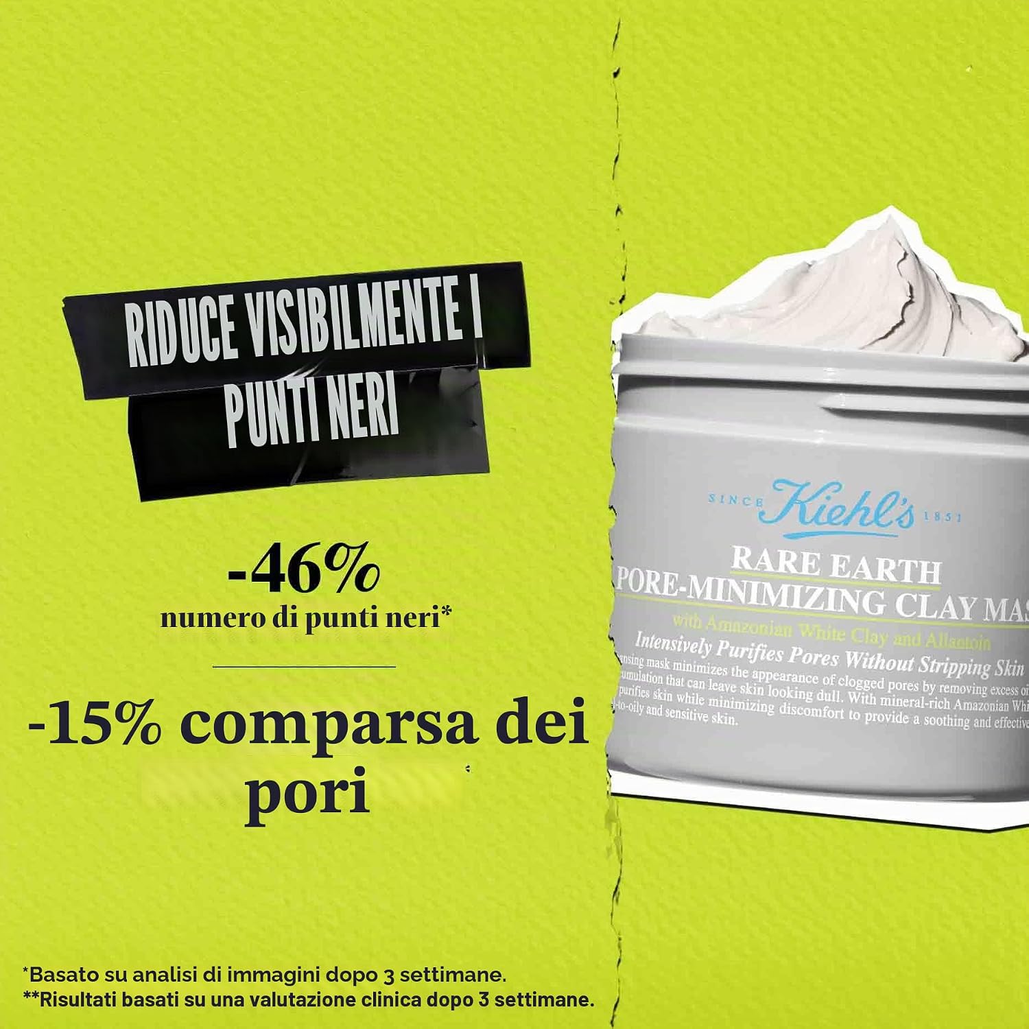 Detalle de KIEHL'S Rare Earth Deep Pore Cleansing Masque – Maschera viso purificante con argilla bianca dell'Amazzonia (125 ml)