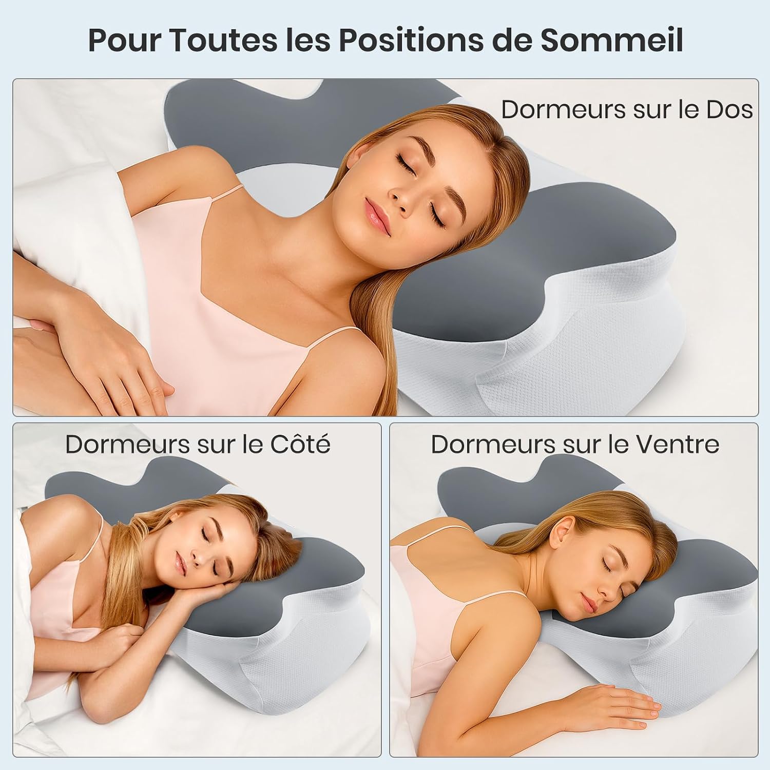 Detalle de DONAMA Memory-Foam Nackenkissen – ergonomisch geformtes Kissen für Seiten-, Rücken- und Bauchschläfer