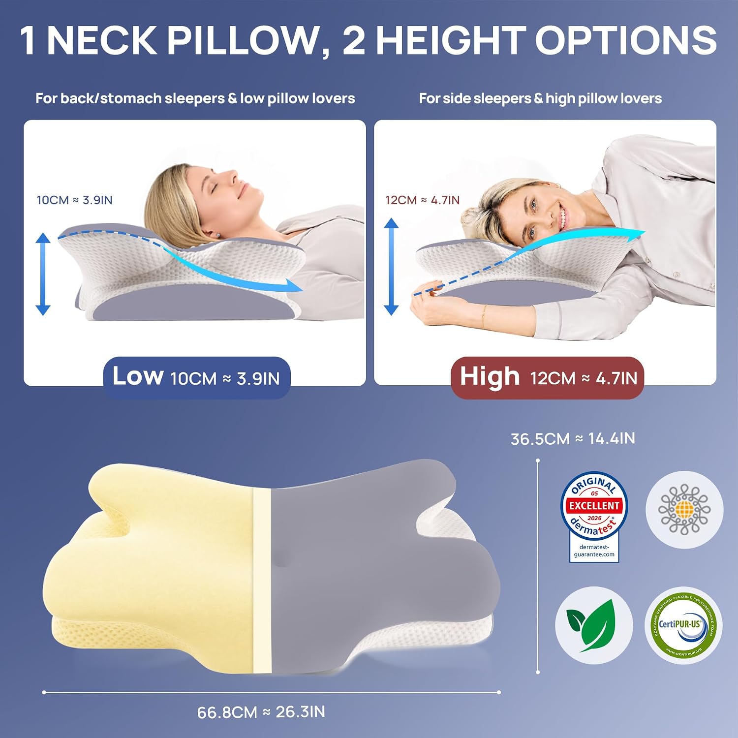 Thumbnail 1 de MULISOFT Memory Foam Pillow ergonomic side sleeper pillow
