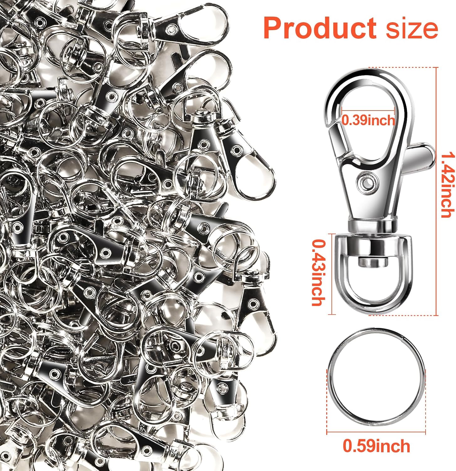 Detalle de LEOBRO 60 Keychain Making Kit, 60-Piece Silver Zinc Alloy Set