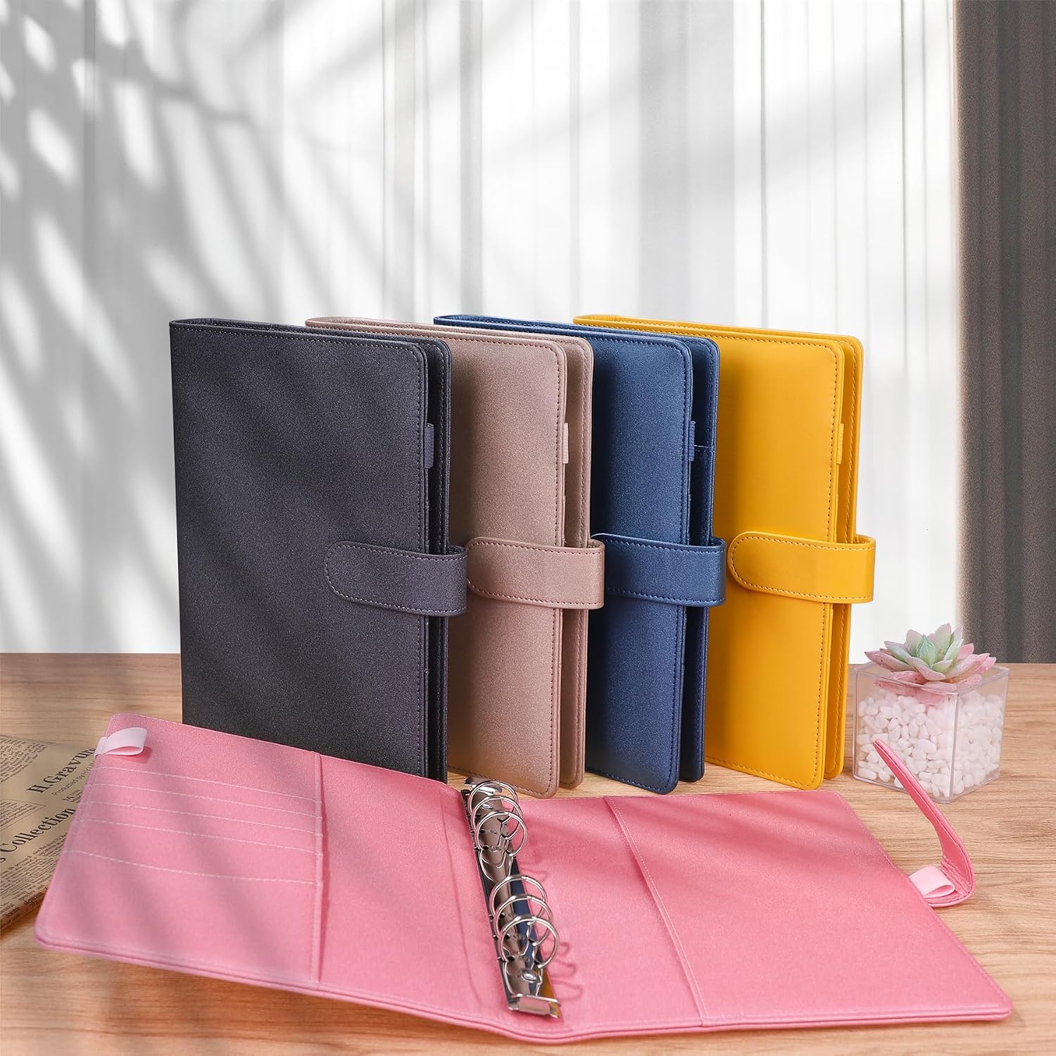 Thumbnail 6 de Antner ANTNer-RINGBINDER-A5 A5 6-Ring Planner Binder, Glitter Pink PU Leather