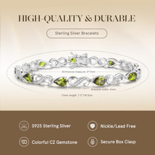Thumbnail 4 de FANCIME Infinity August Birthstone Peridot Yellow Green Tennis Bracelet