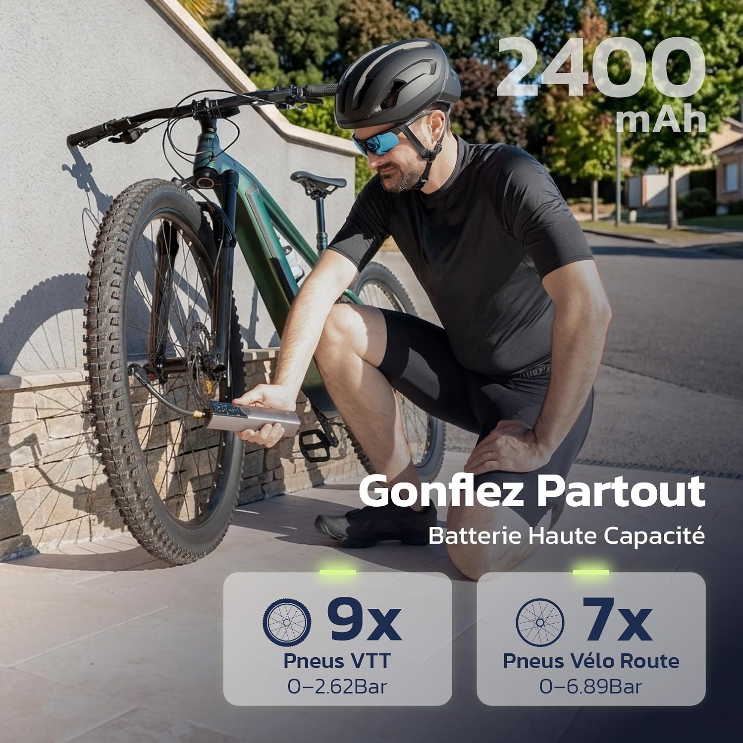 Detalle 2 de Woowind Ventus Ride BP188G elektrische fietspomp, 10,3 bar en USB-C