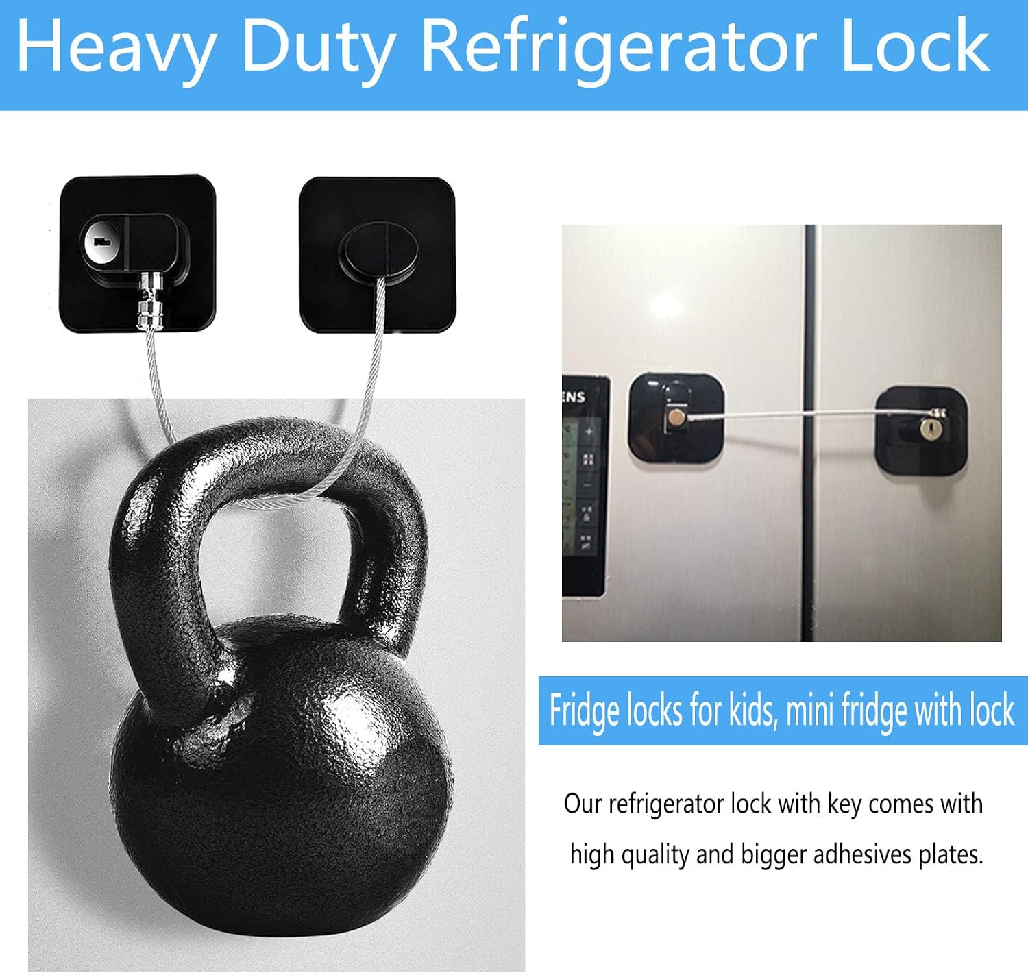 Thumbnail 2 de YEYA LOCK-FQ3-3-4 Refrigerator Locks with Keys, 4-Pack Adhesive Child Locks