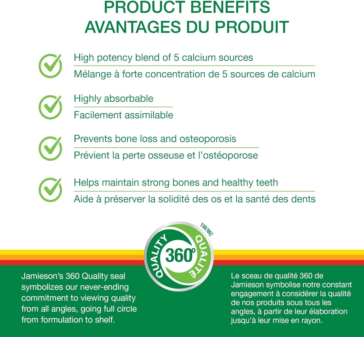 Detalle de Jamieson Mega Cal 64642048707 Calcium Caplets, 650 mg, 5 Calcium Sources