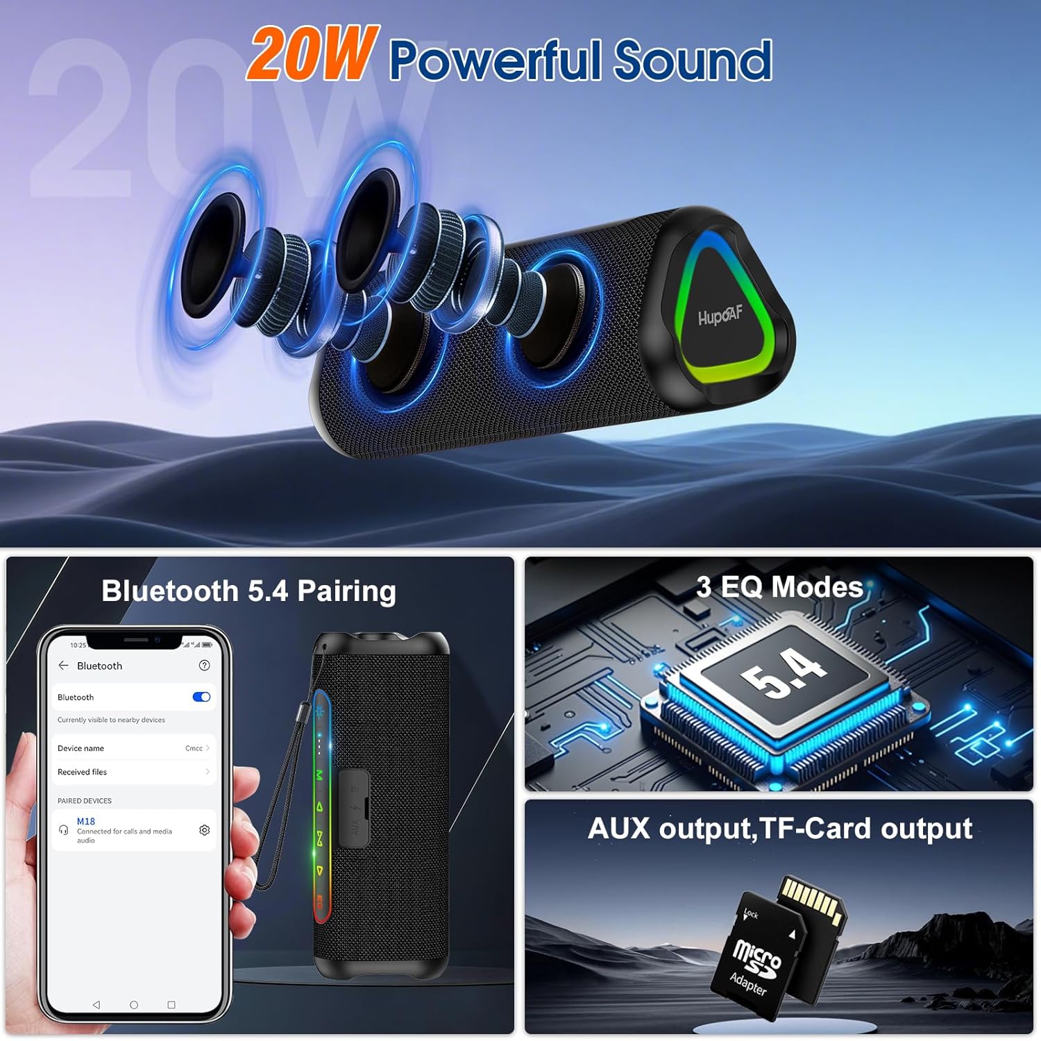 Thumbnail 1 de Hupoaf M18 Magnetic Golf Bluetooth Speaker (20W, IPX7, 20H playtime, RGB lights, TWS pairing)