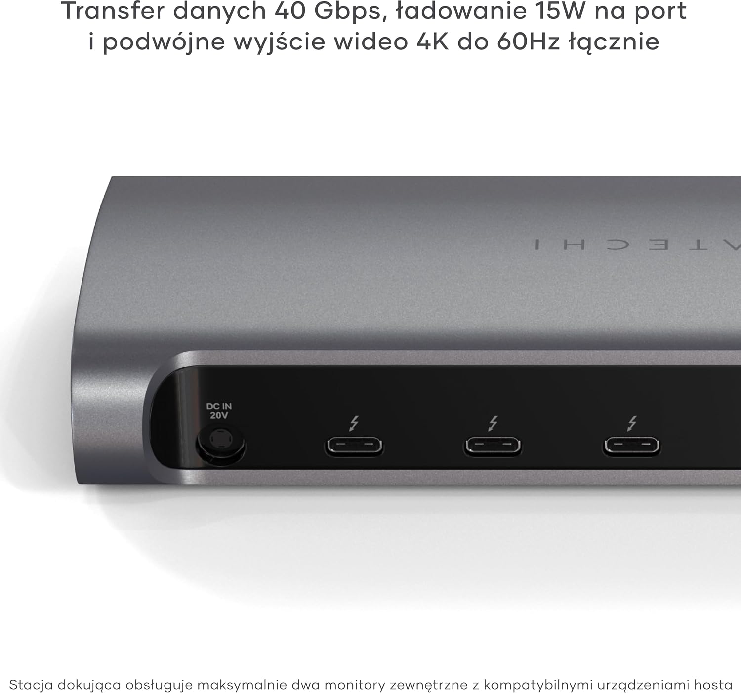 Detalle 2 de SATECHI ST-UCT4DM-EU – stacja dokująca Thunderbolt 4, 12 w 1, 96 W, 40 Gb/s