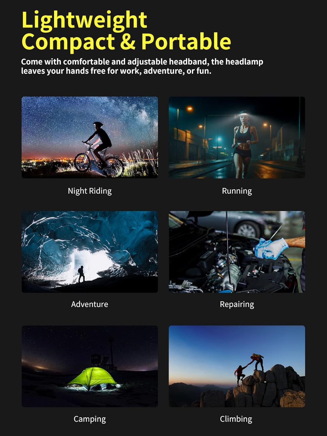 Thumbnail 5 de Smiling Shark Linterna Frontal LED Multicolor Impermeable 🔦