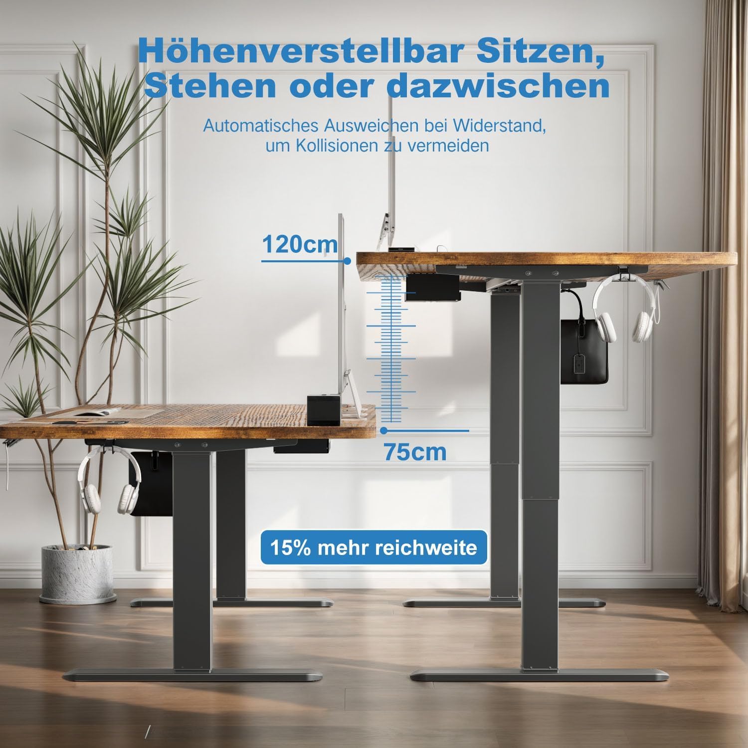 Thumbnail 1 de Devoko Höhenverstellbarer Schreibtisch 160x80 cm